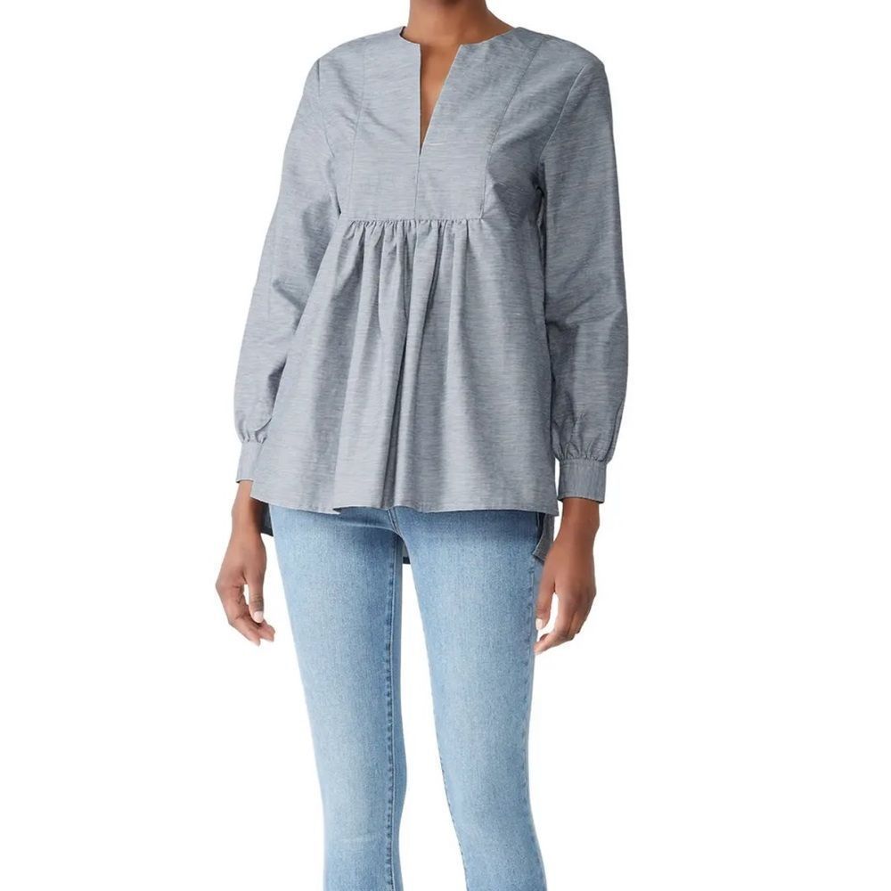 CO Grey Front Bib Blouse